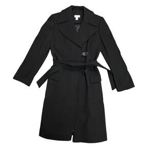 Ann Taylor Loft Women's Black Wool Blend Long Coat Size 8